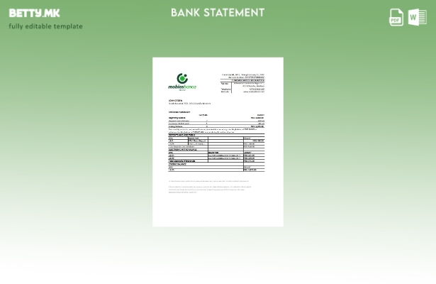 модерен стил Молдавија Mobiasbanca банка извод шаблон ексел